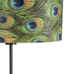 Stojaca lampa čierna s tienidlom z zamatu Peacock so zlatom 35 cm - Parte