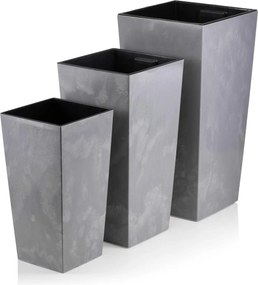 PLASTOVÝ KVETINÁČ PORTO SADA 3KS 67,7X35 CM+46,5X25 CM+57X30 CM IMITÁCIA BETÓNU SIVÁ