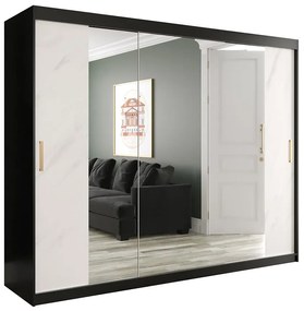 Skriňa Marmur T2 250 čierna/mramor biely