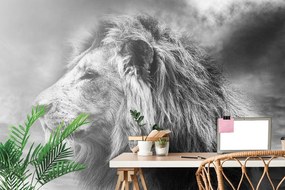 Samolepiaca fototapeta čiernobiela hlava leva