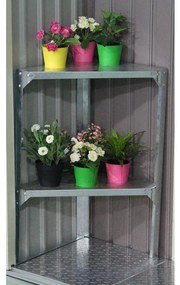 Regál G21 42 x 42 cm rohový, pre záhradné domčeky a skleníky 63900482