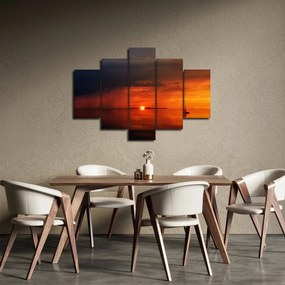 Obraz západu slnka s plachetnicou (150x105 cm)