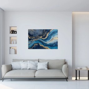 Obraz - Modrozlatý abstraktný mramor (90x60 cm)
