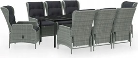 vidaXL 9-dielna sada záhradného nábytku, svetlosivá