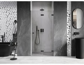 Mexen, Mexen Lunar-F pravé skladacie sprchové dvere 70 cm, priehľadné, čierne - 836-070-000-70-00-P