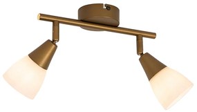 Klasické stropné bodové svietidlo zlaté s matným sklom 2-svetlo - Madi