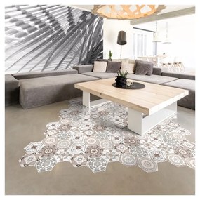 Sada 10 samolepiek na podlahu Ambiance Floor Stickers Hexagons Cornalina, 40 × 90 cm