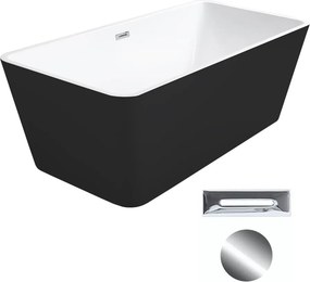 Besco Akrylátová voľne stojaca vaňa Evita BW Matt 160x80 BESCO-Typ výpuste: Click-Clack s prepadom, grafit, BESCO-Rozmery: 160x80, BESCO-Farba: Biela…