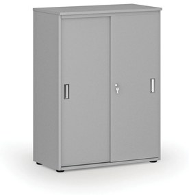 Kancelárska skriňa so zasúvacími dverami PRIMO GRAY, 1087 x 800 x 420 mm, sivá