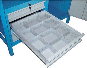 Dielenský pracovný stôl GD, smrek + buková preglejka, 6 zásuviek, 1190 x 600 x 850 mm, sivá