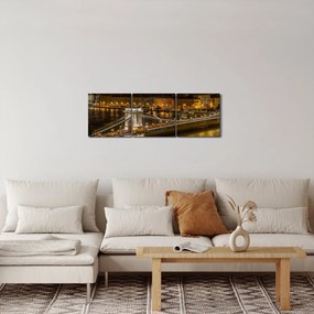 Obraz nočného mesta (s hodinami) (90x30 cm)