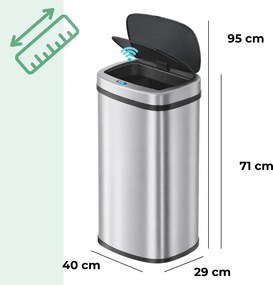 Senzorový odpadkový kôš DEUS, 58 litrov, strieborná Jurhan