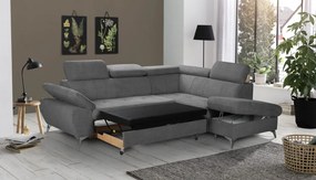 Rohová sedacia súprava Gisele, stredne šedá látka, pravý roh