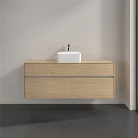 VILLEROY &amp; BOCH Collaro závesná skrinka pod umývadlo na dosku (umývadlo v strede), 4 zásuvky, s LED osvetlením, 1400 x 500 x 548 mm, Nordic Oak, C045B0VJ