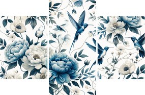 Obraz - Kolibríky s kvetmi (90x60 cm)