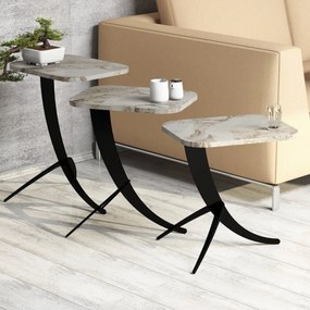 Odkladací stolík Pion White Marble, 3 ks