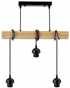BERGE LED závesné stropné svietidlo, drevený trám, 3xE27, loft, mliečna kocka