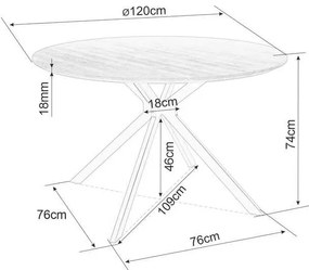 Jedálenský stôl Aster 120 cm, mramor / čierna
