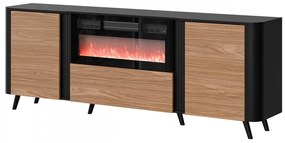 Komoda s krbom Newort 200 EF, Farby: čierna matná / orech