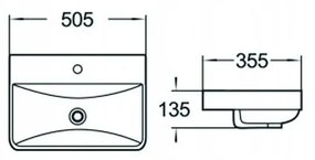 Mexen DAGNA UMÝVADLO, 50x35 CM, BIELA, 21995100