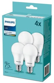 SADA 4x LED Žiarovka Philips A60 E27/10W/230V 4000K