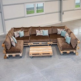Golden Garden Paletové sedenie GG93/1 - Podsedáky a Vankúše "FIT IN" 120cm x 80cm x 15cm - penový granulát - capuccino