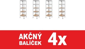Akcia 4x Regál 183x40x40 cm pozinkovaný 5-policový, nosnosť 1000 kg, RIVET - 4ks