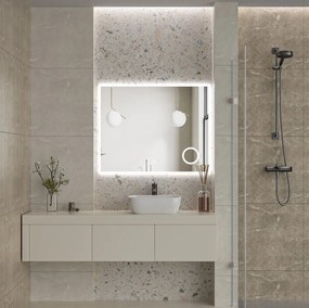 Erga Luna, LED zrkadlo 100x80cm s kozmetickým zrkadlom 3x zväčšenie, 2760 lm, 6500K, predné/zadné osvetlenie, ERG-V01-124-1080-00