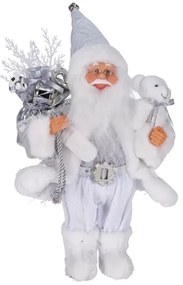 Santa Claus v striebornom oblečení s LED 30 cm