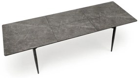 Jídelní rozkládací stůl Charles 180/260 cm šedý mramor/černý