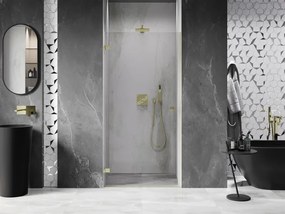 Mexen, Mexen Lunar-B Otočné ľavé sprchové dvere 75 cm, transparentné, brúsené zlaté - 832-075-000-55-00-L