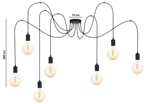 Luster na lanku MIROS 7xE27/60W/230V pavúk čierna