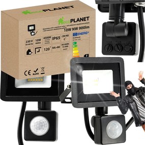 LED reflektor 10W 900lm so senzorom pohybu, súmrakový reflektor IP65