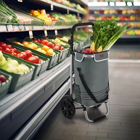 Nákupný vozík 3 v 1 – objem 56 l, sivý