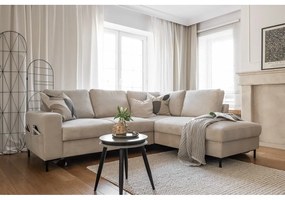 Béžová menčestrová rozkladacia rohová pohovka (pravý roh) Lofty Lilly – Miuform