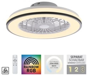 JUST LIGHT. 14447-18 - LED RGBW stmievateľný stropný ventilátor LENO LED/44W/230