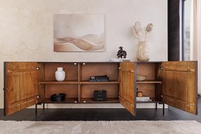 Komoda TRIBAL 180cm 3D antický vzhľad mangové drevo tmavohnedá