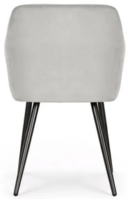 Sada dvoch jedálenských stoličiek ESTELLE zamatové, sivé / čierne nohy (2 ks)