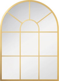 HOMCOM Závesné zrkadlo 70 x 50 cm s oknom a kovovým rámom pre spálňu a obývačku, Zlaté | Aosom