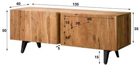 TV-skrinka 28-50 Block 135cm Drevo Acacia  - Komfort-nábytok