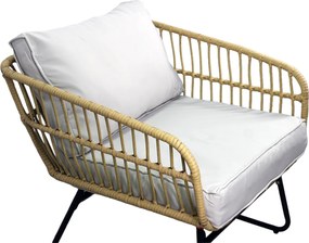 Garden Line ZÁHRADNÝ NÁBYTOK (SOFA, 2 STOLIČKY, 2 STOLY) - HNEDÁ, VANKÚŠE - ŠEDÁ *7534