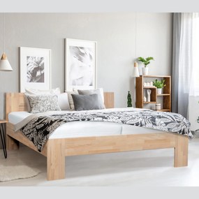 Manželská drevená posteľ z buku Vento, 180x200 cm, Olejový vosk