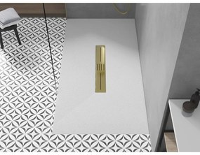 Mexen Toro, SMC obdĺžniková sprchová vanička 180 x 70 cm, biela, zlatá krytka, 43107018-G