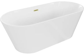 Mexen Flavia, voľne stojaca vaňa 150 x 75 cm, biela, zlatý matný prepad, 54031507500-55