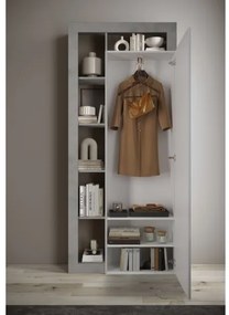 Šatníková skriňa LENOR 91x209 cm biela/šedá betónový dekor