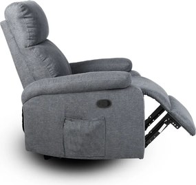 Relaxačné polohovacie TV kreslo ALTO — látka, sivá, nosnosť 130 kg