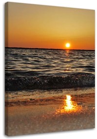 Obraz na plátně Západ slunce na pláži moře - 60x90 cm