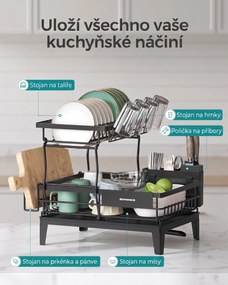 Dvoupatrový odkapávač na nádobí Barny černý