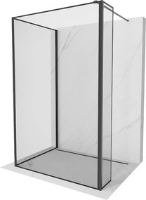Mexen Kioto, 3-stenová sprchová zástena Walk-In Walk-in 120 x 110 x 40 cm, 8mm číre sklo čierny vzor, čierny profil, 800-120-110-221-70-70-040