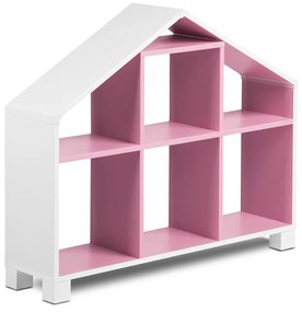 Dětský regál domeček - růžový, 81 cm